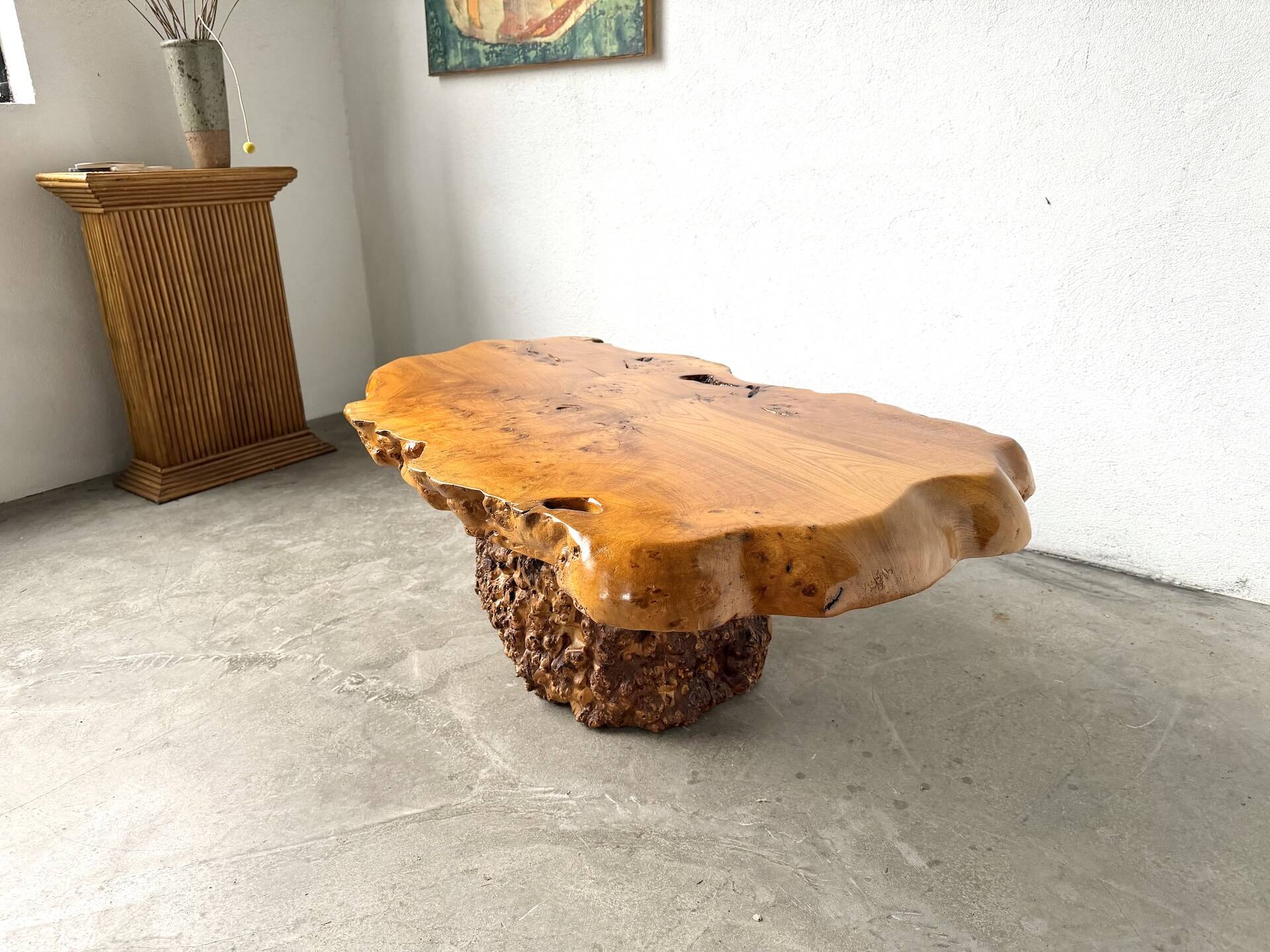 "Free-form" coffee table in solid elm.