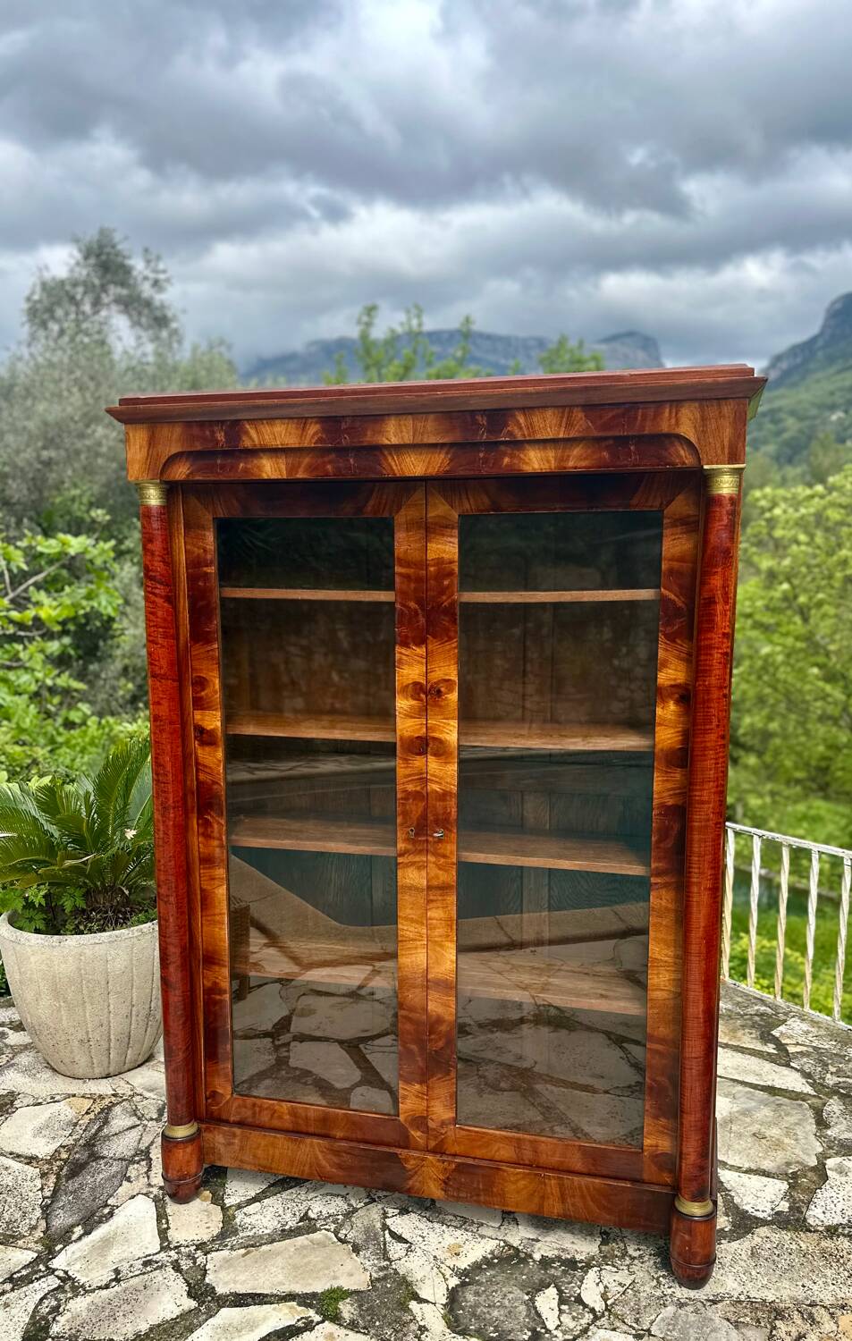 Empire Style Mahogany Display Cabinet/Bookcase, 19th Century