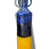 Large Moroccan Artisanal Vase in Majorelle Blue and Mustard Yellow