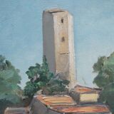 Tableau ancien peinture sur bois signée A. Challou