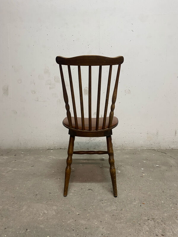 Chaise vintage « Western » en bois foncé