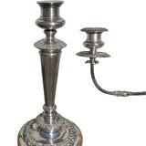 Pair of three-light convertible candelabras in silver metal
