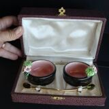 Vintage Keramos Sèvres salt cellars in their case