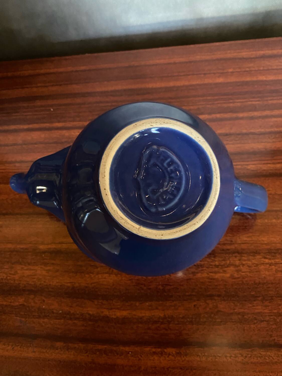 Antique elephant teapot blue ceramic vintage collection