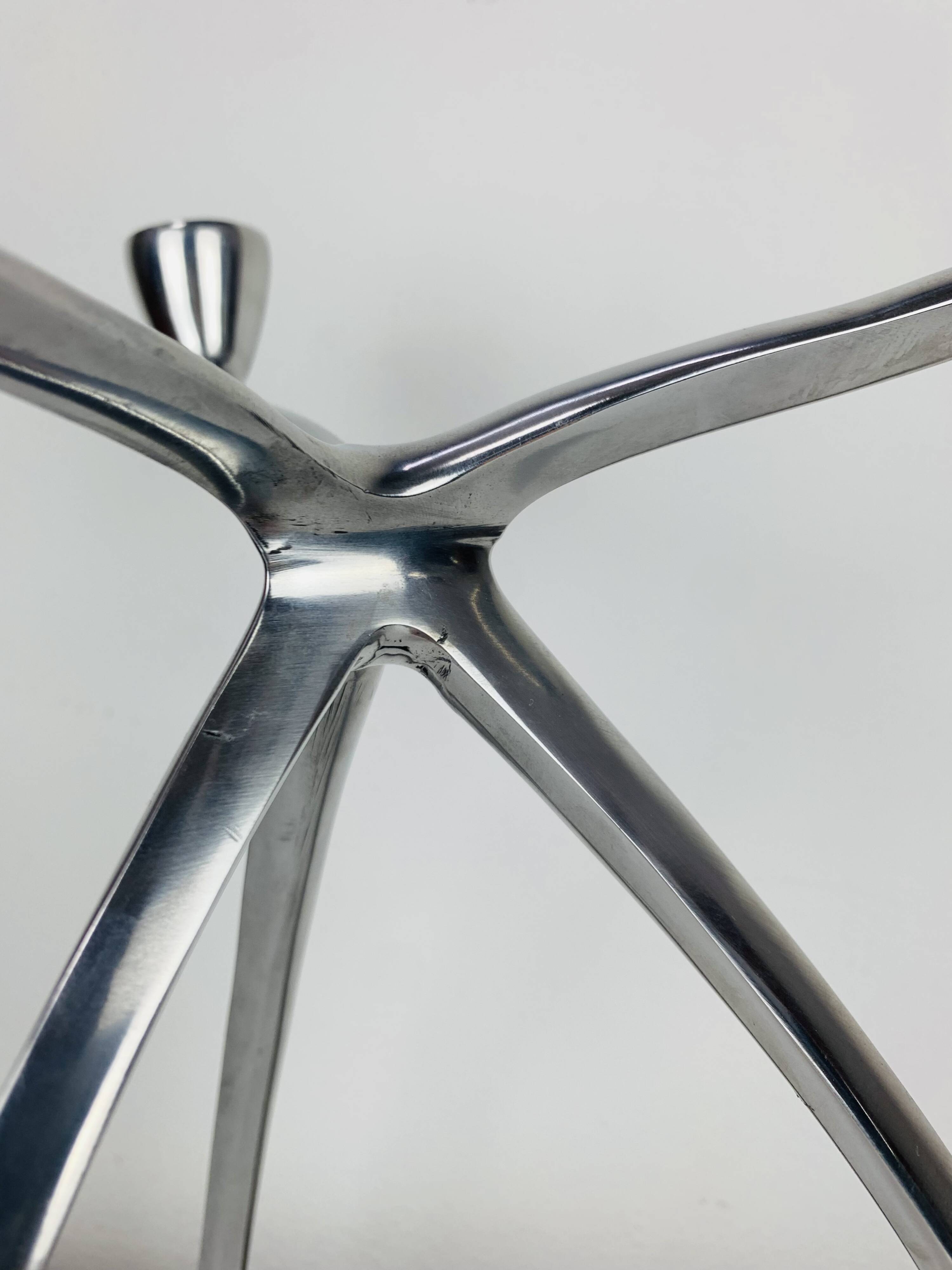Space Age tripod candle holder by De Bijenkorf in aluminum, 1970s