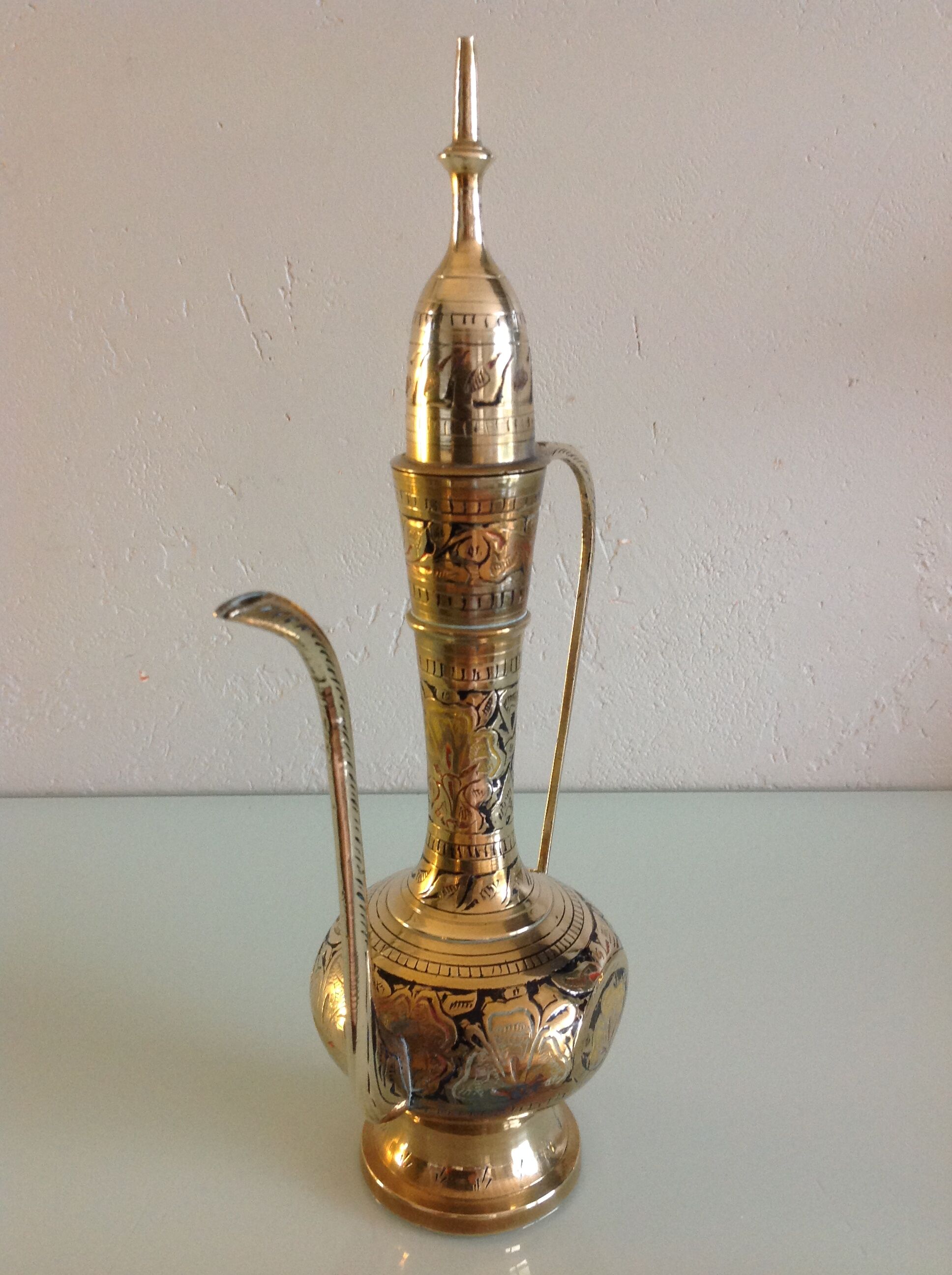 Indian brass theiere chiseled  vintage 70s