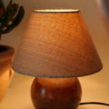 Vintage wooden ball foot bedside lamp