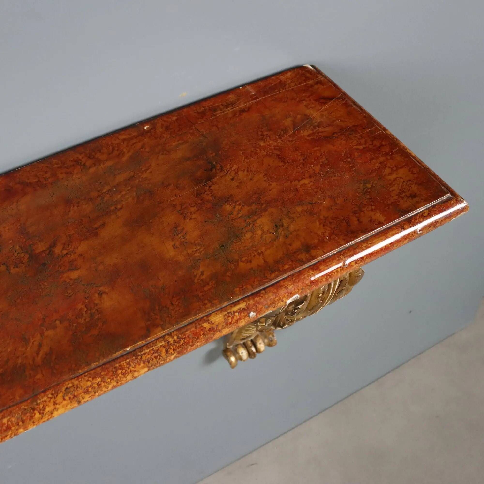 Old carved and gilded wooden console, Italy, 19th century.