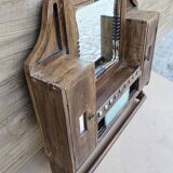 Art Deco Burmese Teak Barber Shelf Mirror