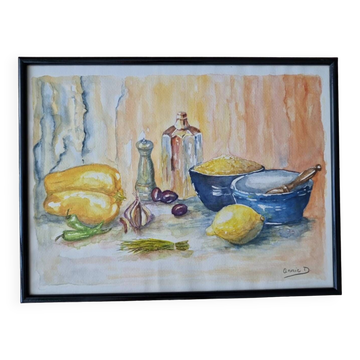 Aquarelle nature morte originale