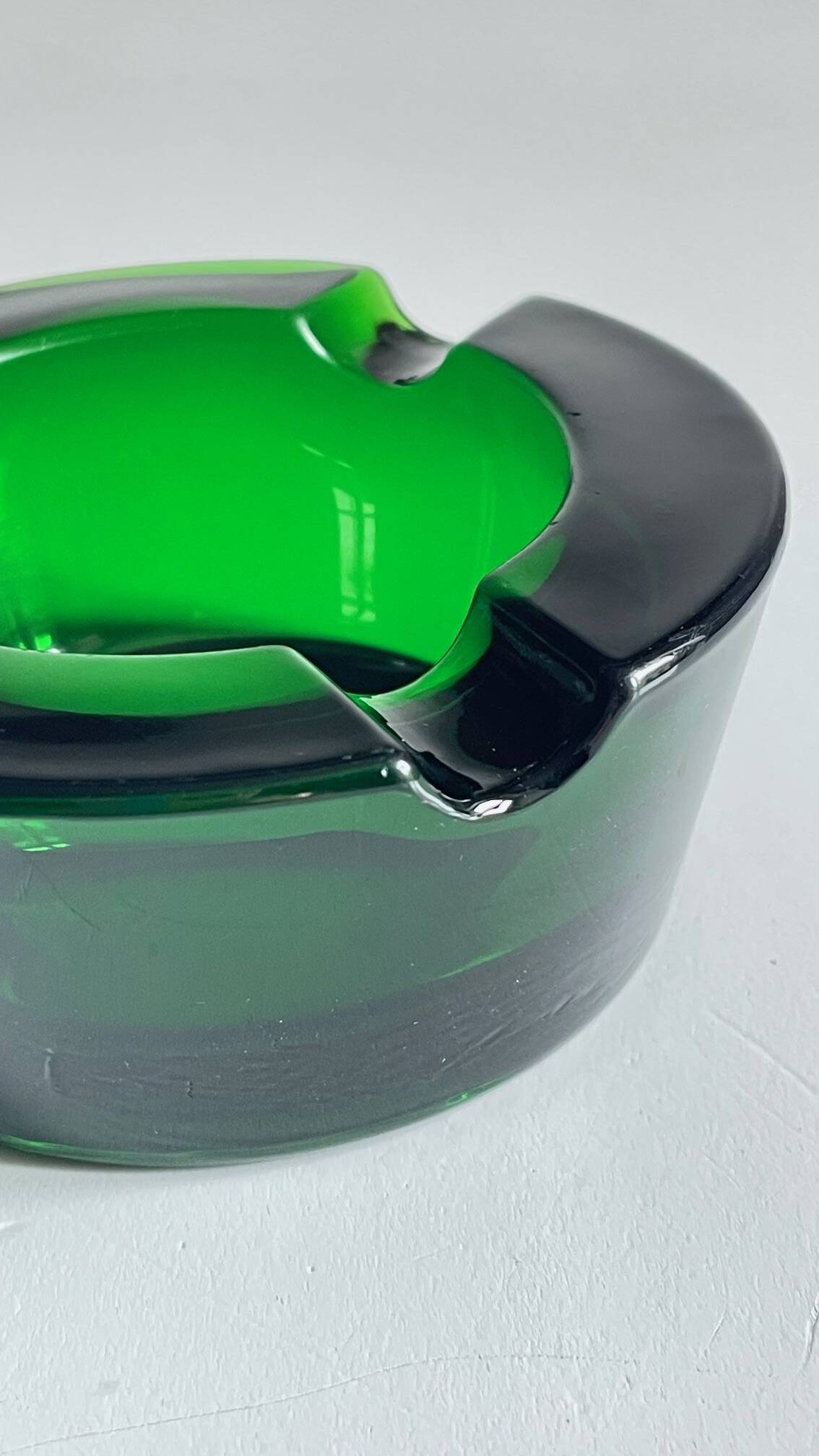 ASH TRAY Green Glass Vintage