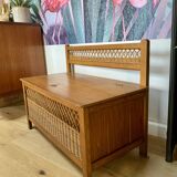 Vintage Trunk Bench with Backrest