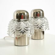 Two large, rare 1960s metal and glass table lamps by VEB Narva Leuchtenbau