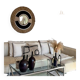 Miroir noir en raphia & plume