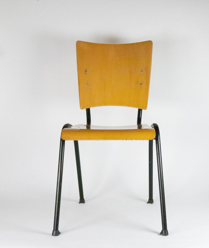 Marko school chair by Ynske Kooistra wood and metal 60s