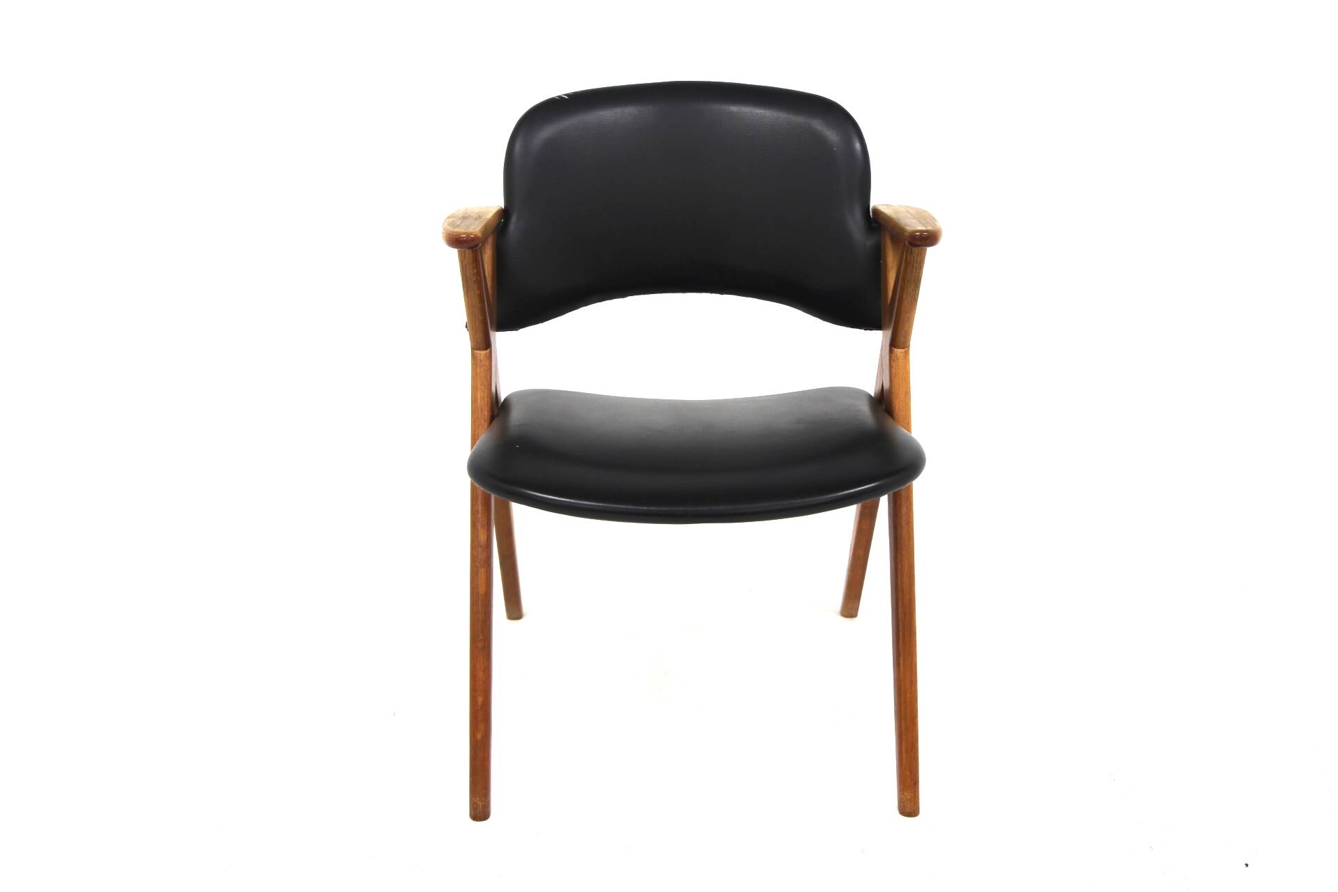 Scandinavian oak and leatherette office chair, Sweden, 1960