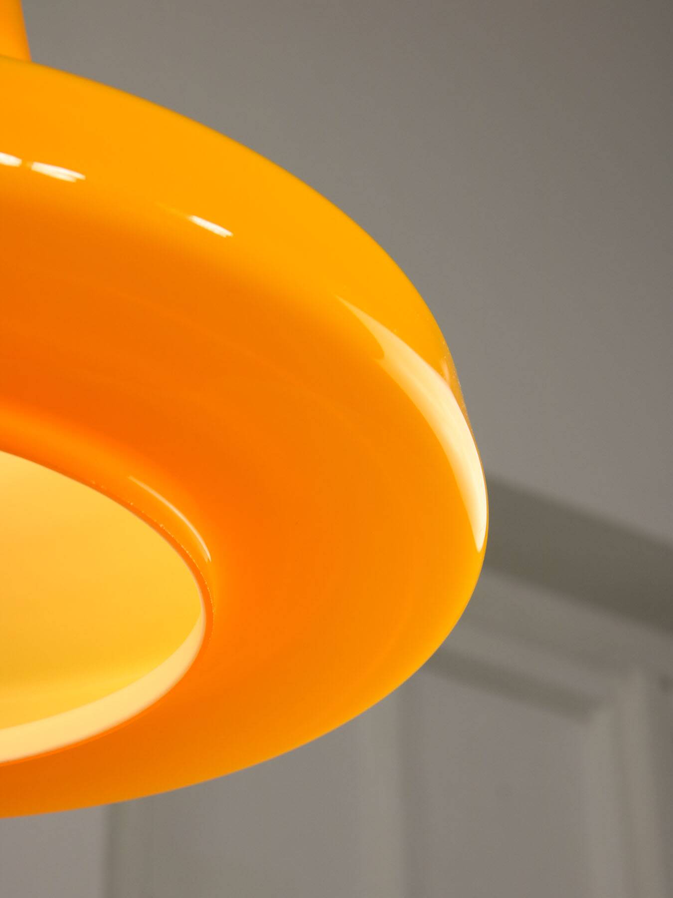 Mid-Century Italian Yellow Glass and Brass Pendant Lamp