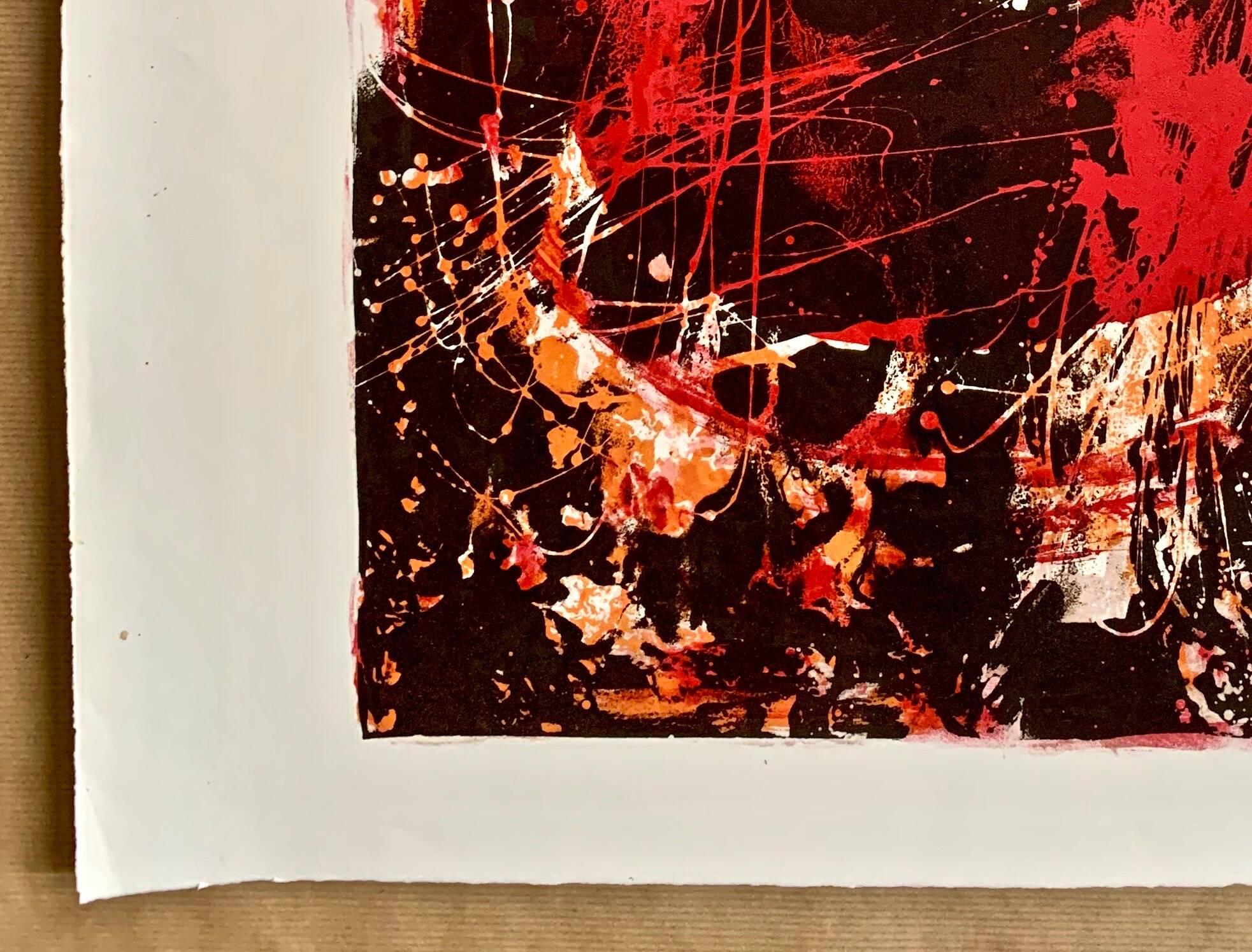 Original lithograph – Red & Black Gesture Lyrical Abstraction 60-70