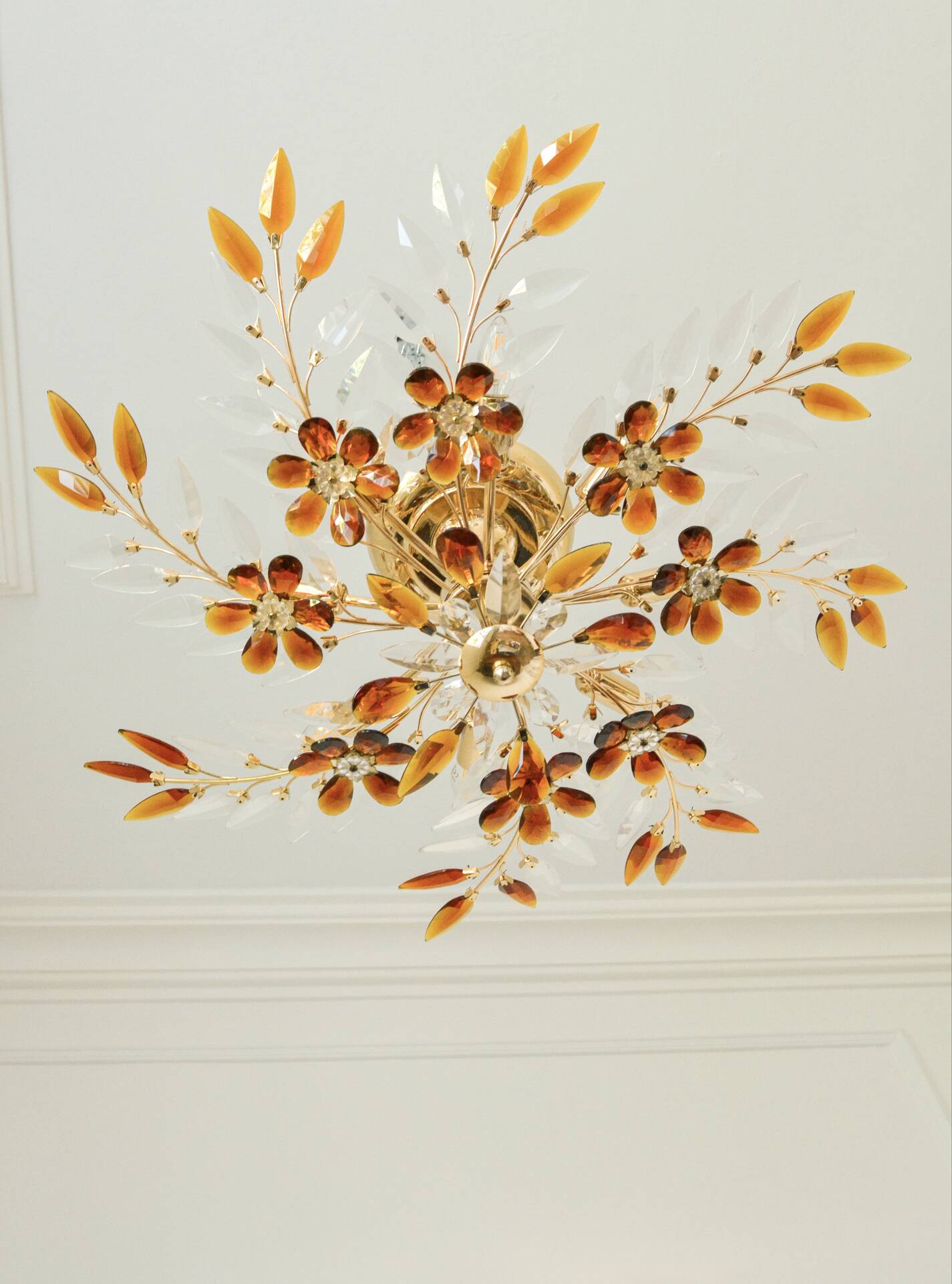 Large amber crystal floral chandelier – Maison Baguès style