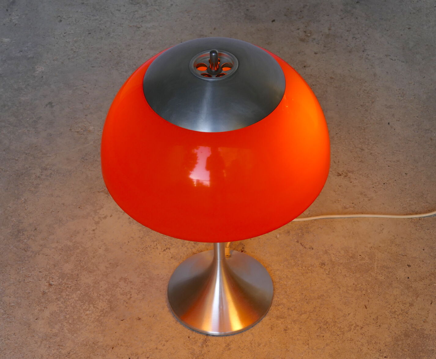 Unilux vintage orange mushroom lamp 1970