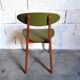 Vintage chair 50s 60s in wood and green skai