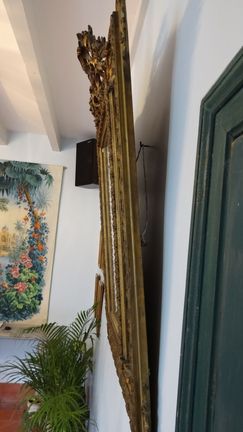 19th century golden stucco parcloses mirror 89x130cm