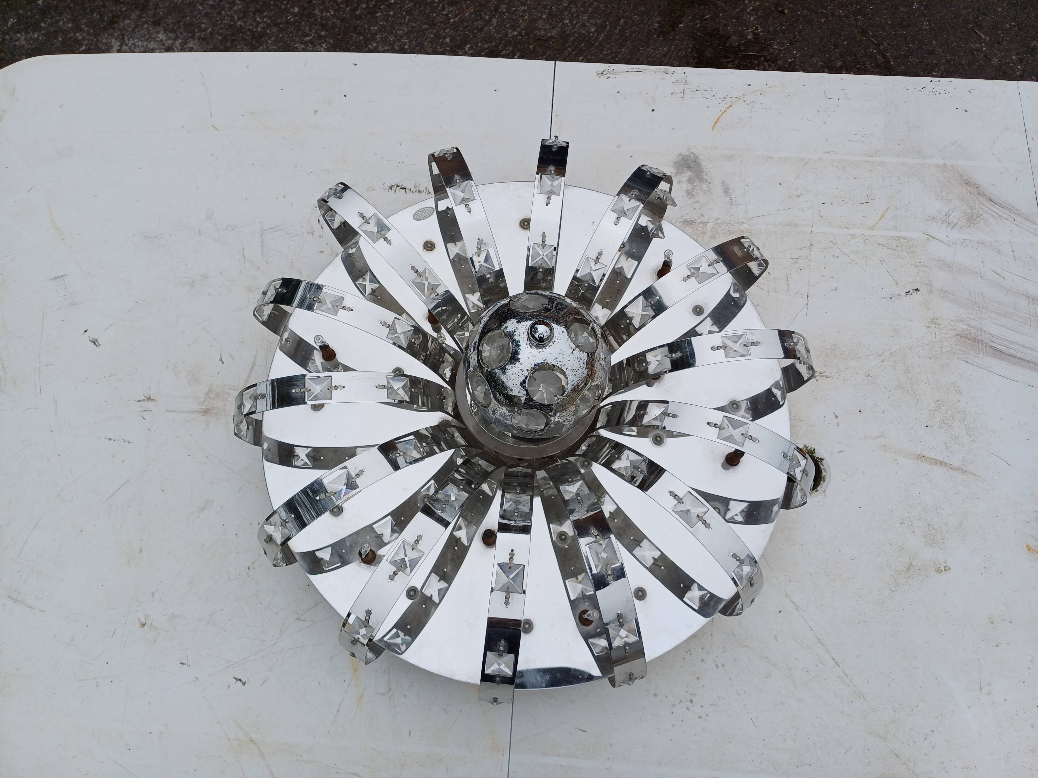 Suspension vintage aluminium + verre