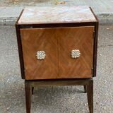 Scandinavian art deco bedside table in wood and marble