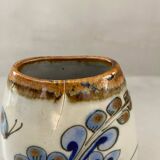 Mexican handcrafted ceramic vase signed bird flower