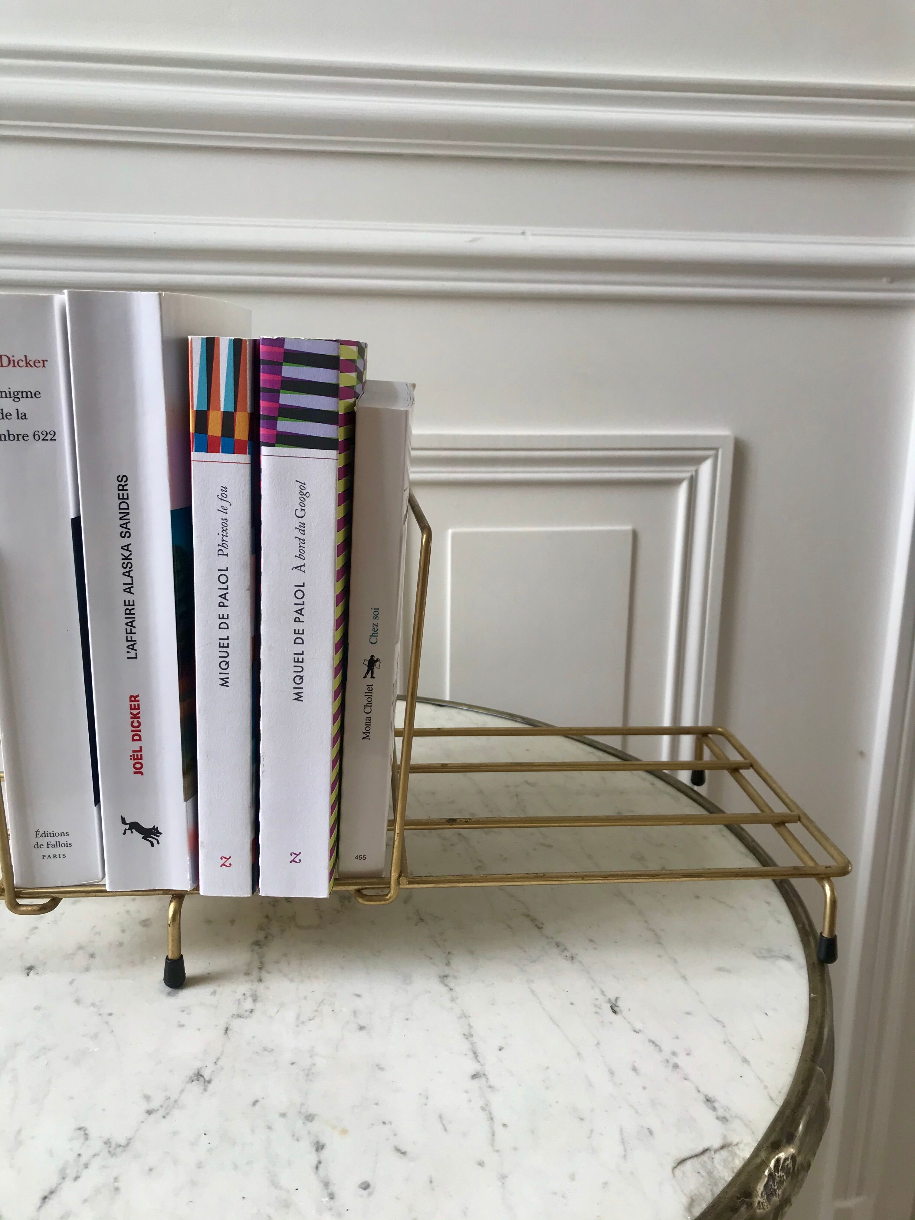 Magazine holder / bookend in modular brass years 50-60