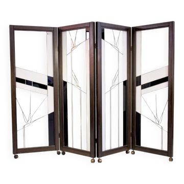 Art Deco style screen in wood and leaded glass