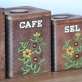 4 vintage wooden spice boxes 70s