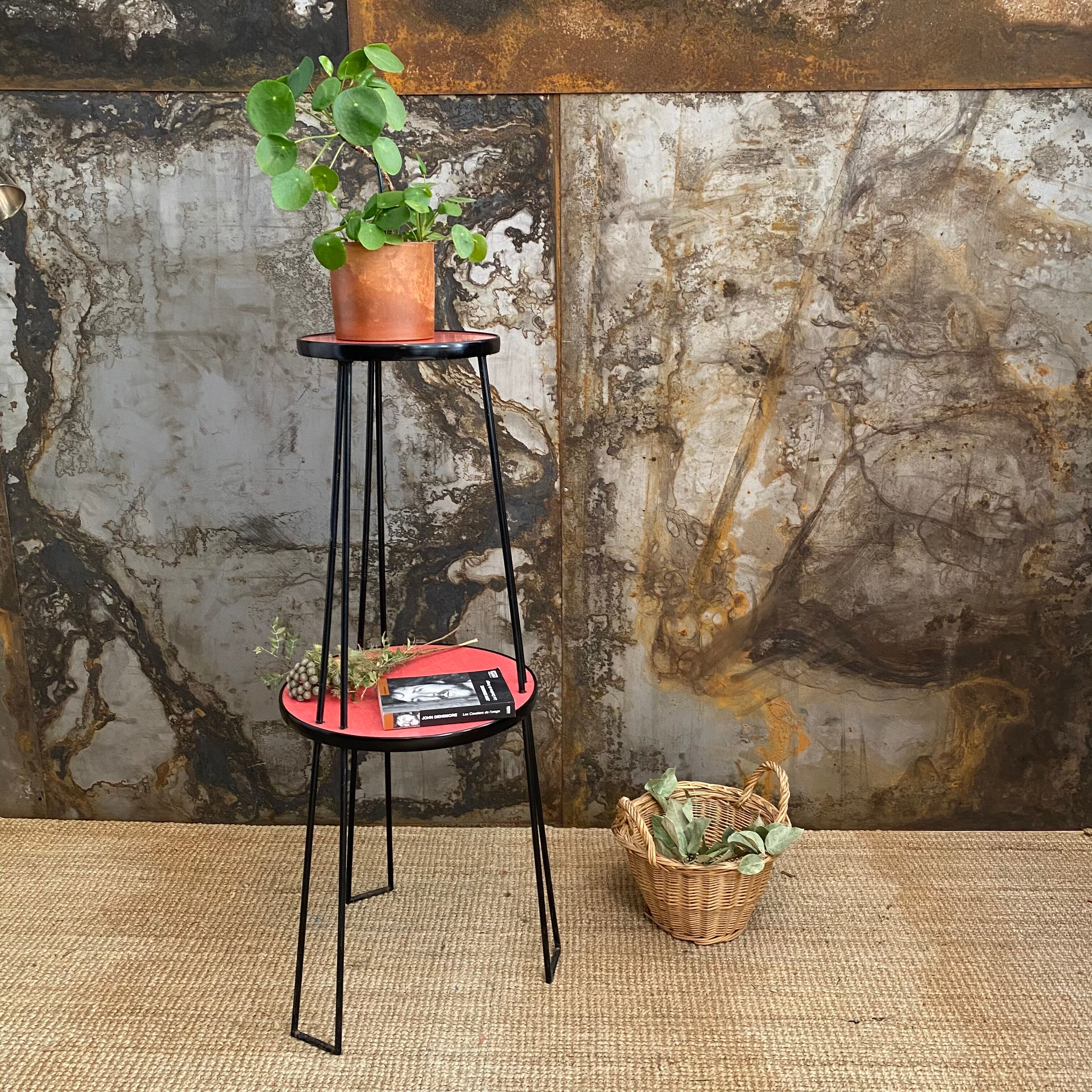 Seventies metal and formica plant holder