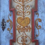 Rustic Farmhouse Folk Art Painted Bridal Cabinet