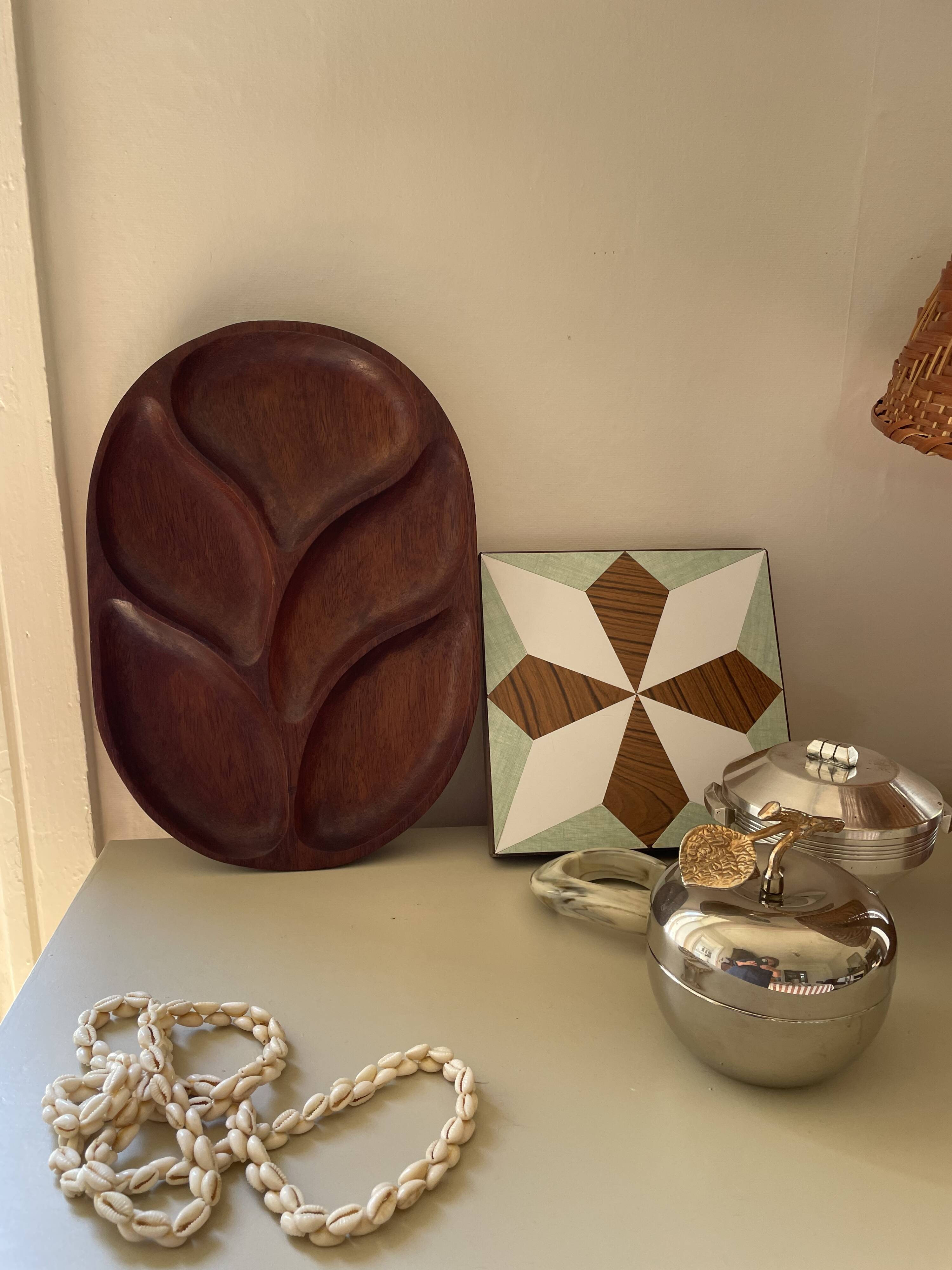 Wooden appetizer dish with compartments