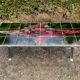 Table basse vintage en métal chromé et céramique