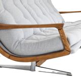 Canapé scandinave vintage extrêmement confortable en tissu gris clair années 1960, unique
