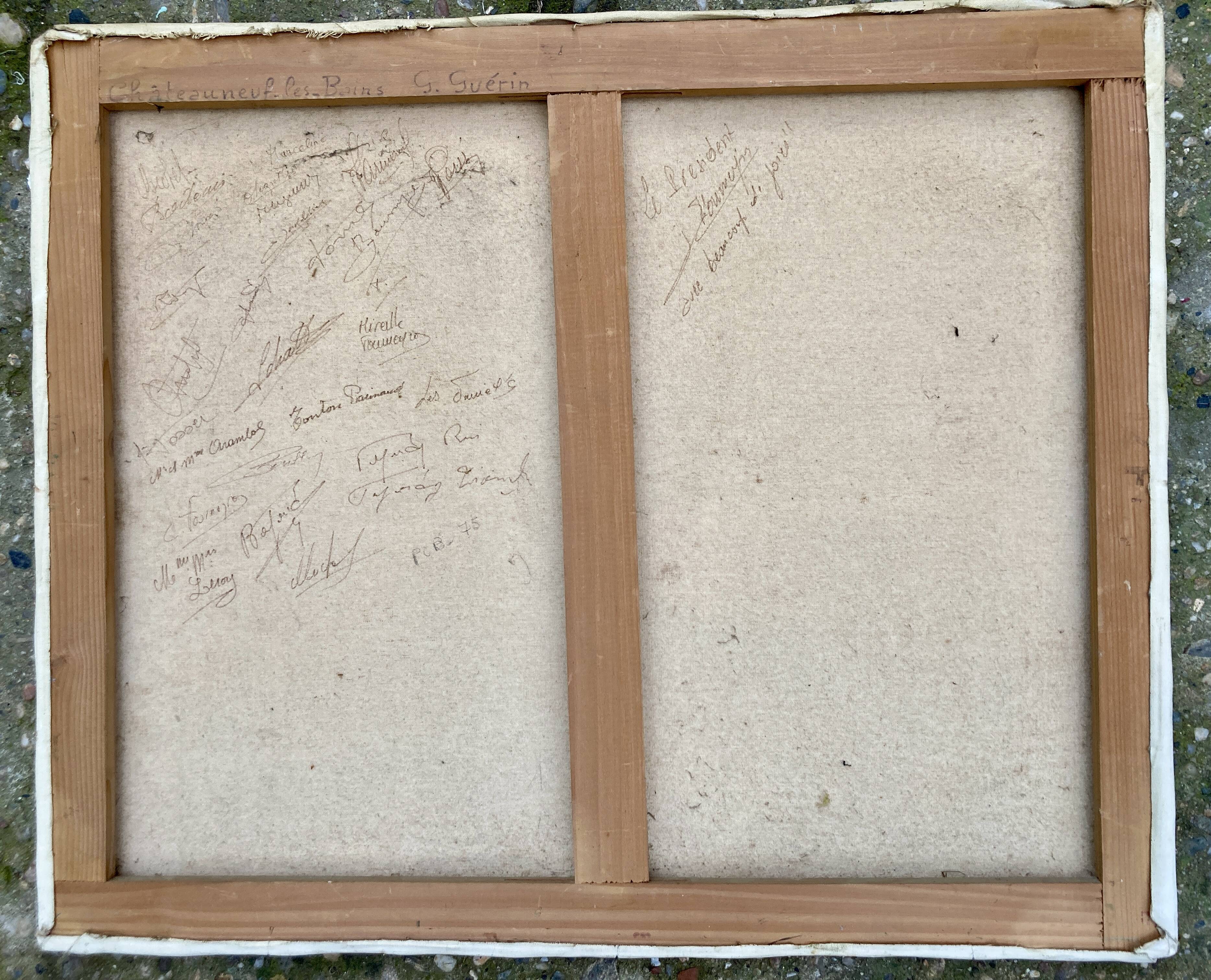 Ancient painting - View of Chateauneuf les Bains - Puy de Dôme - Auvergne