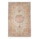 Vintage Persian Style Rug, Soft Beige Blue Medallion Handwoven Carpet
