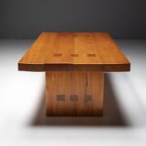 Alpine elmwood dining table in the style of Pierre Chapo, France, 1960s
