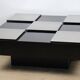 Vintage coffee table in lacquered wood and aluminium - 1970s