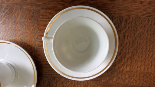 6 Yugoslav porcelain coffee cups - FP Zaječar - white and gilding