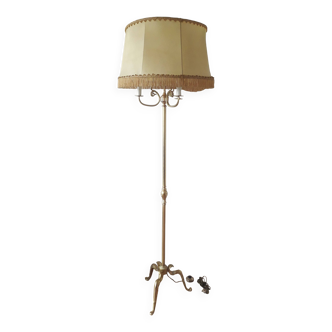 Lampadaire tripode laiton - 3 feux Style baroque - 1960