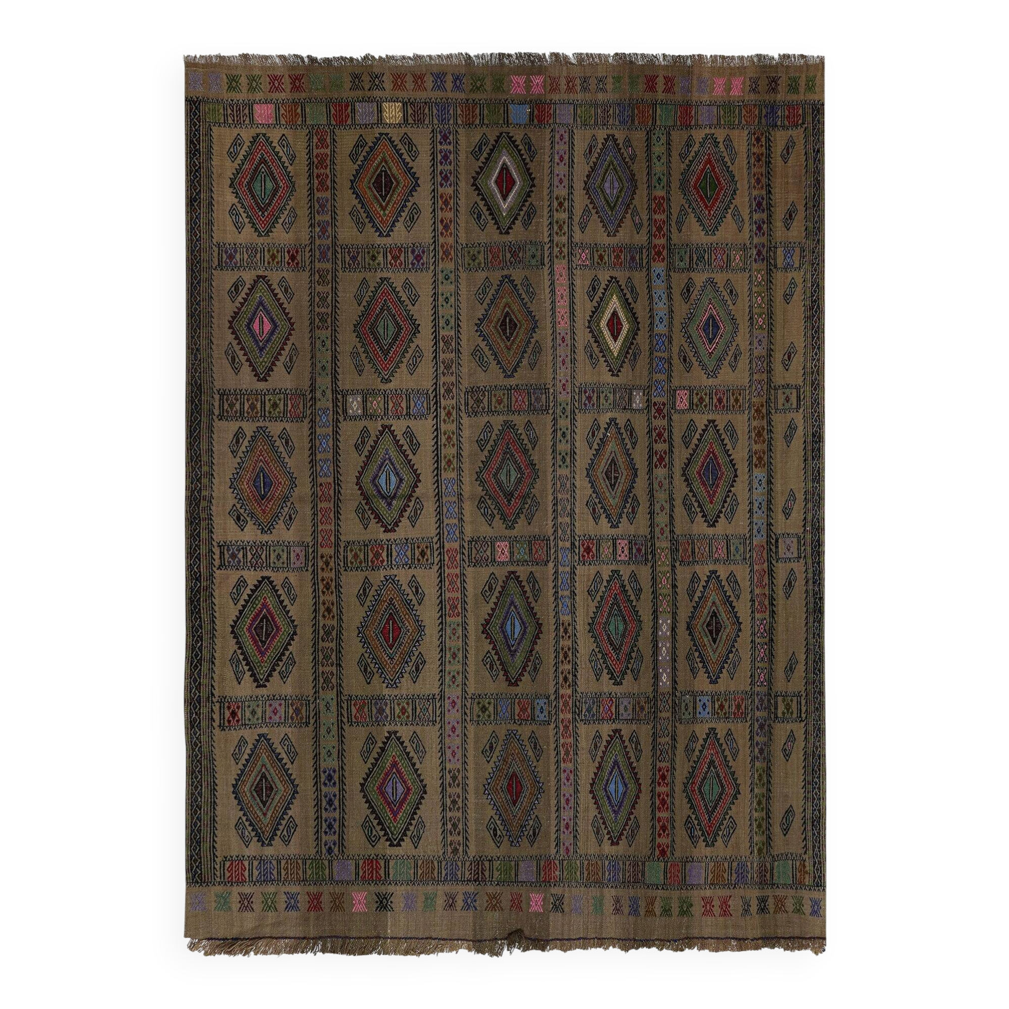 Vintage Turkish kilim, handwoven, 173x236 cm.