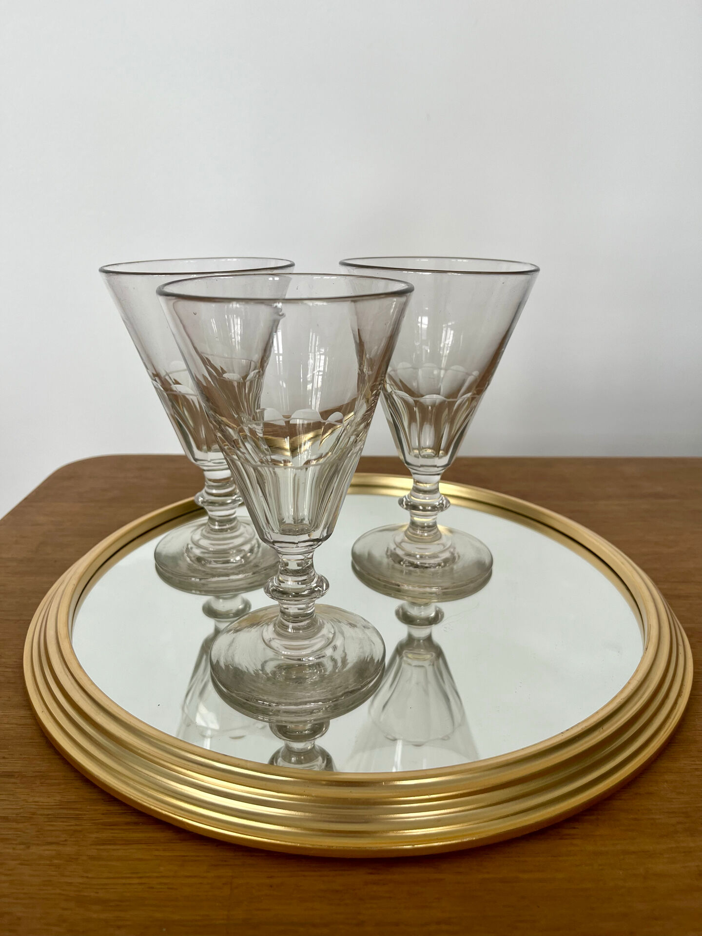 Set 3 verres à eau taillés main, XIXème