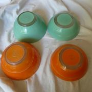 4 green and orange bowls duralex 70s