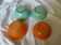 4 green and orange bowls duralex 70s