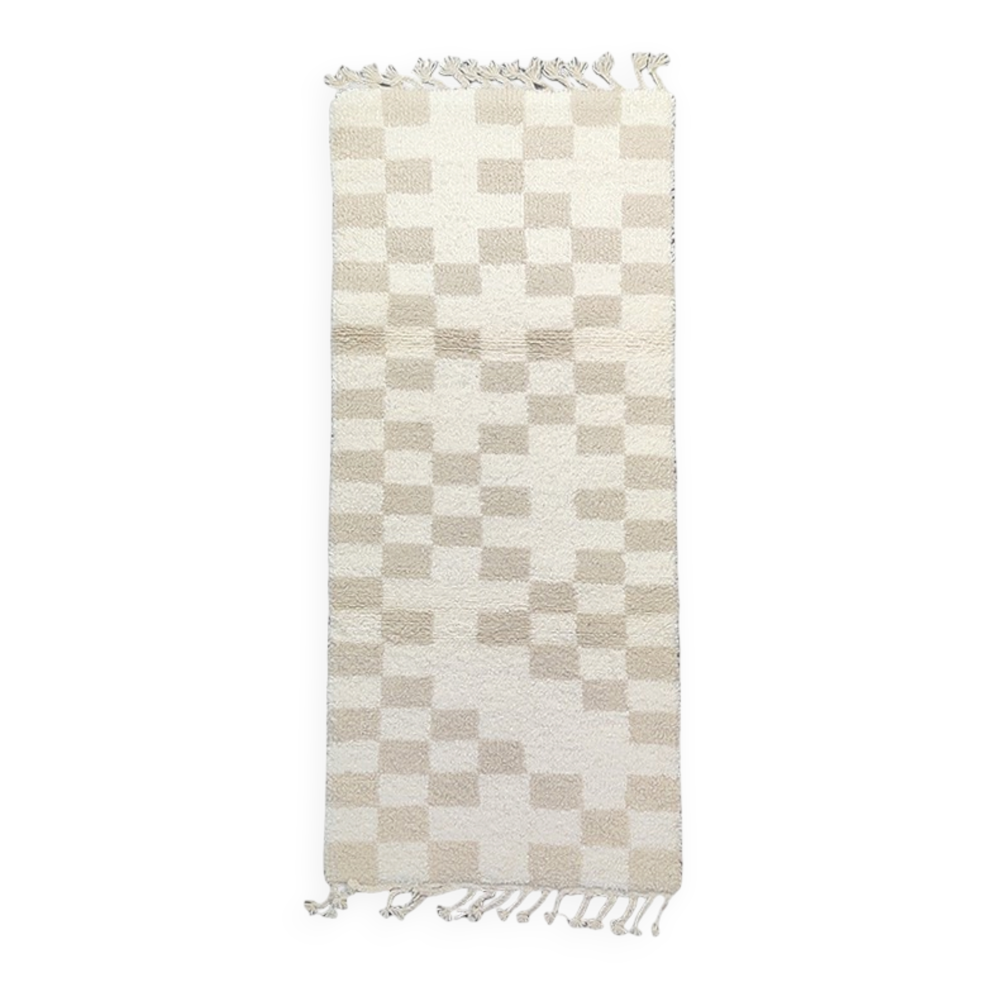 Cream checkered Berber rug