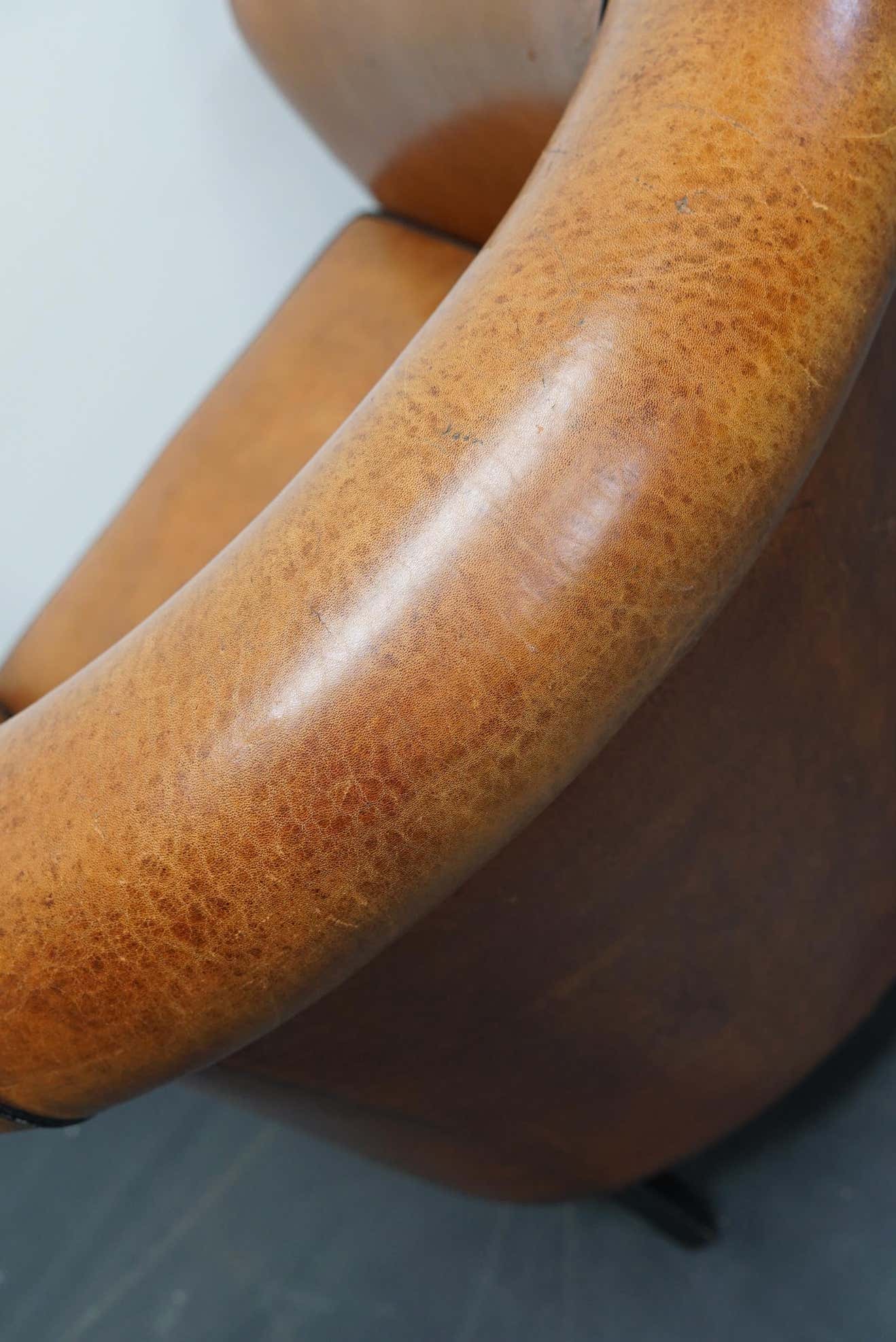 Vintage club chair in cognac-coloured leather Netherlands