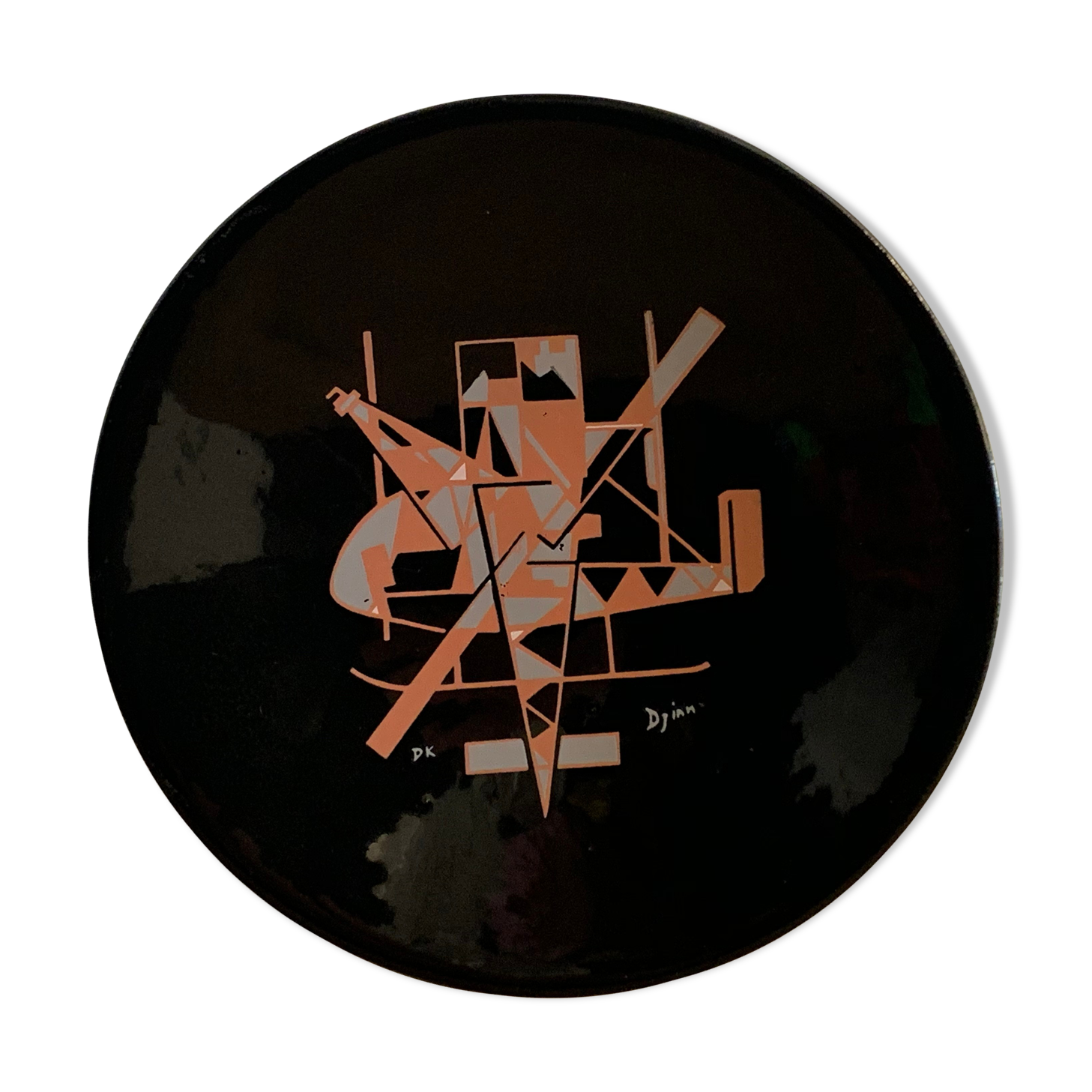 Empty Djinn enamelled black ceramic pockets, helicopter aviation theme